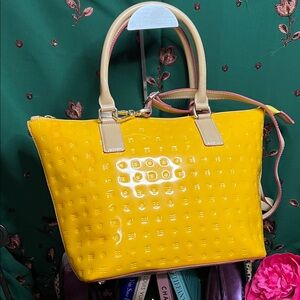 Arcadia Yellow Patent Leather Shoulder Bag. NWOT